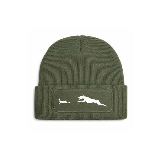 Lurcher Patch Beanie - Olive Green