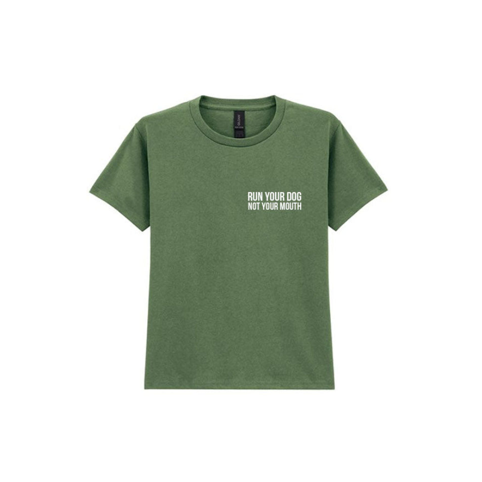 Kids Run Your Dog Tshirt - Olive Green